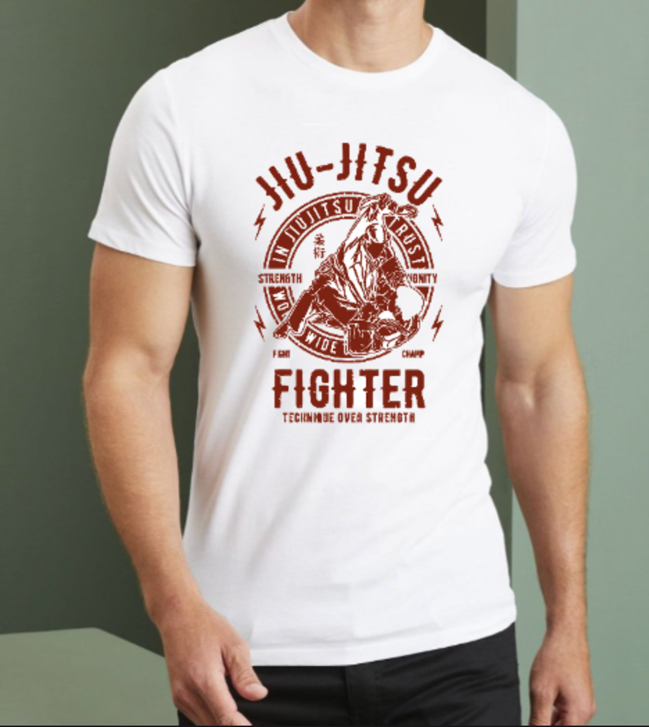 T-shirt in cotone con stampa JIU JITSU